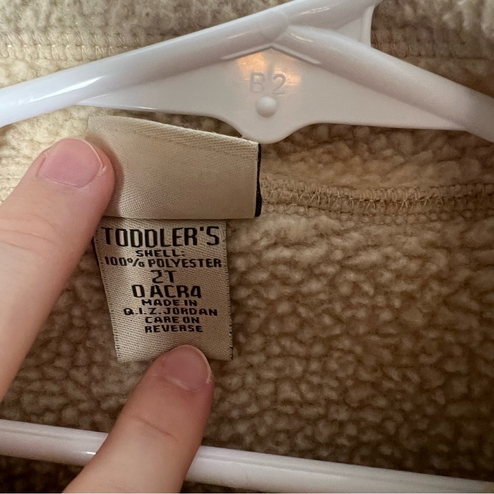 L.L Bean Full Zip Fleece Sherpa Toddler Jacket Unisex 2T Tan Pockets Cottage - Picture 7 of 7